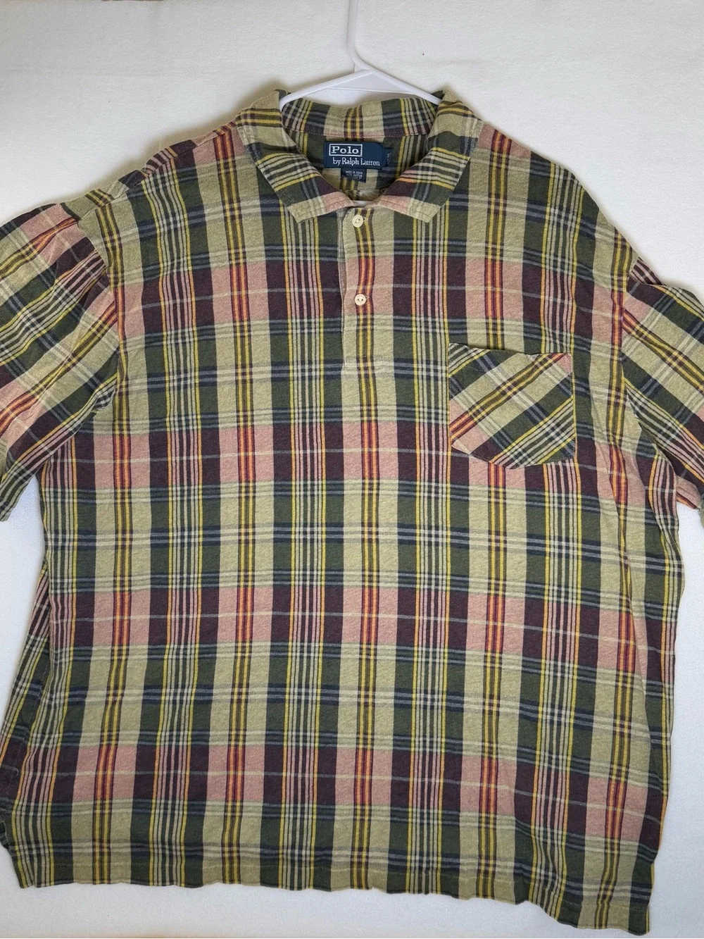 Polo Ralph Lauren Plaid Short Sleeve Shirt Men’s XLT Tall 100% Cotton